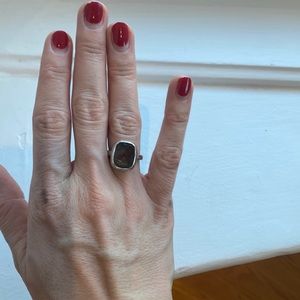 James Avery smoky quartz ring with silver band